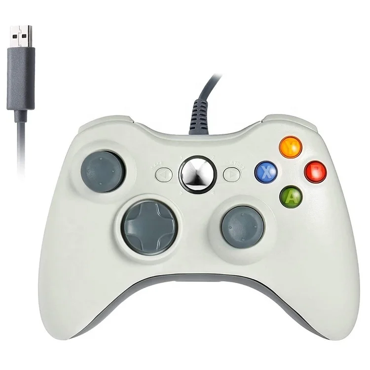White wired game controller for xbox 360