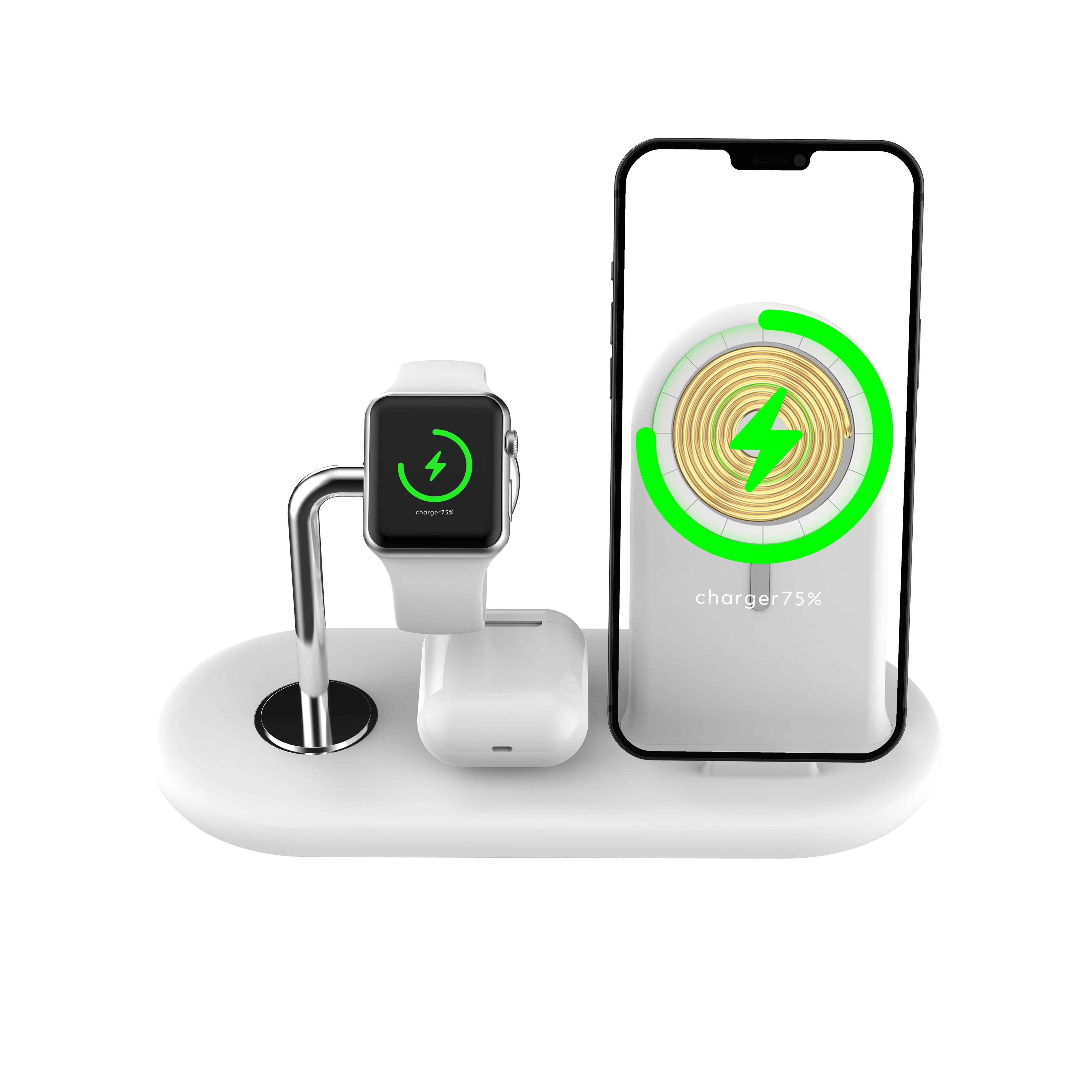 Newest 3 in 1 Fast Charger Wireless Charging Multi Docking Station 3 in 1 for Apple Samsung Watch Phone 13/12