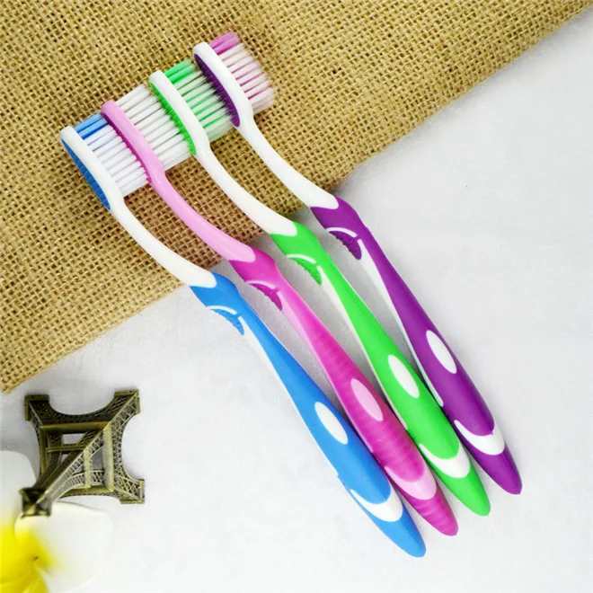 Mesure ISO CE ROHS approved massage gum adult toothbrush double coloured bristles Wholesale OEM free sample Customized