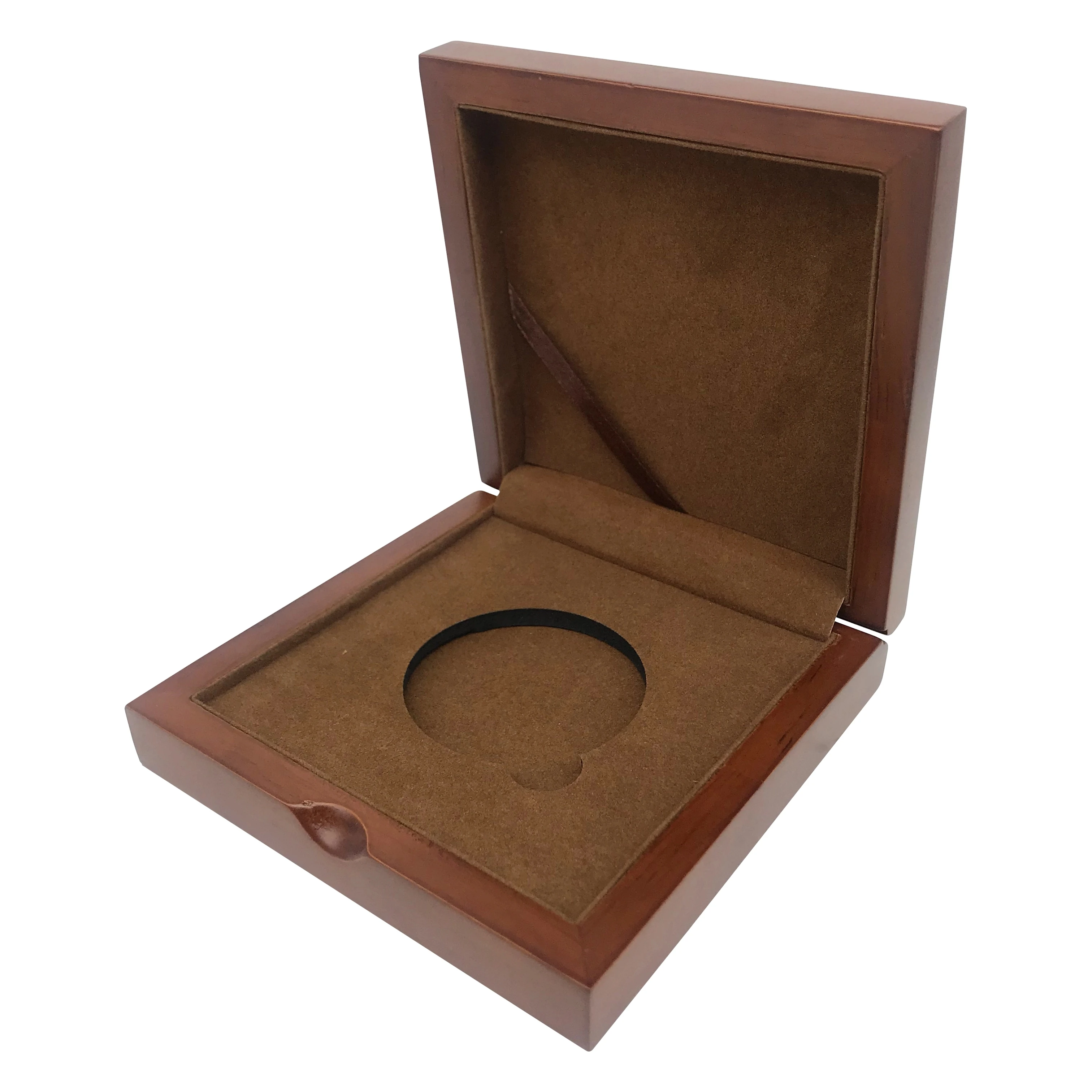 High quality Eco-friendly handmade luxury golden silver medal collection matte lacquer commemorative wooden coin display box