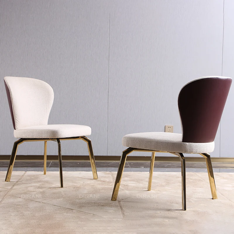 Роскошное кресло для столовой из одной ткани, кожаные современные обеденные стулья с высокой спинкой рисового белого цвета