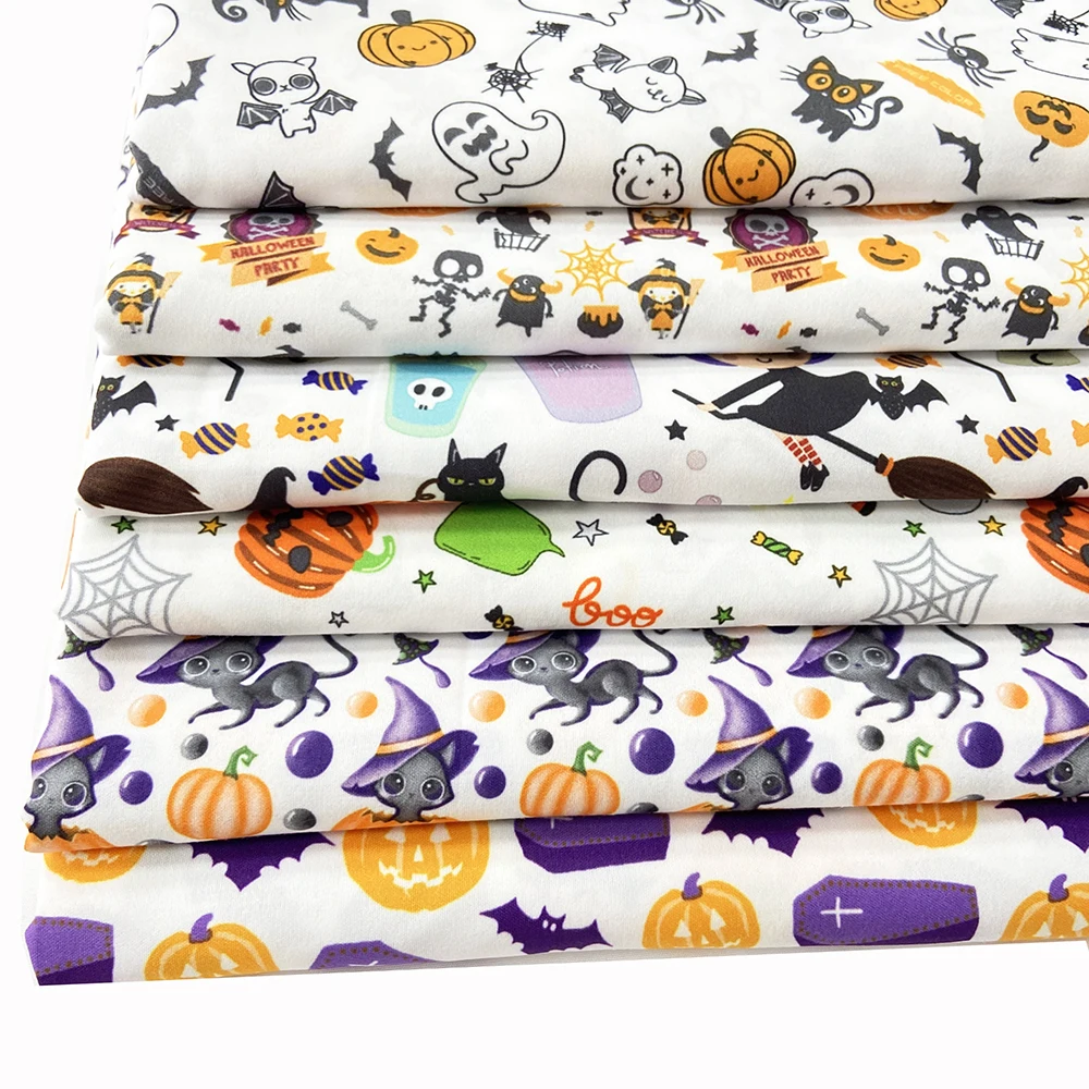 Home textile bedding printed fabric peach skin sewing fabric Halloween style for DIY handmade work cloth fabric