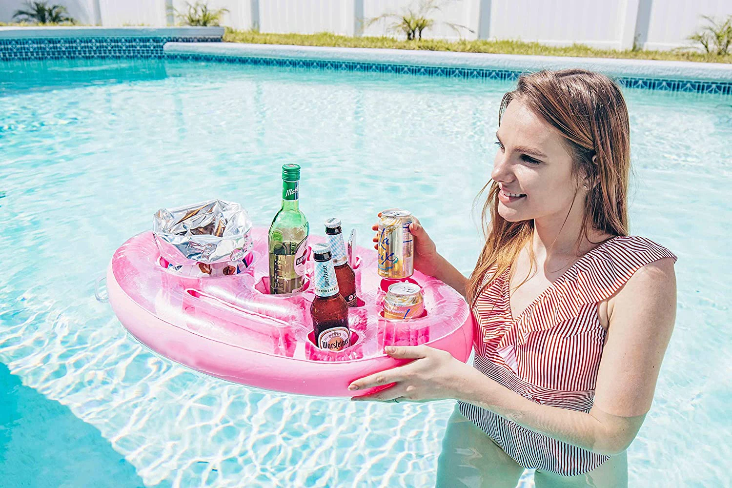 hot sale Inflatable pink Floating Drink Holder for Pool Party Beach