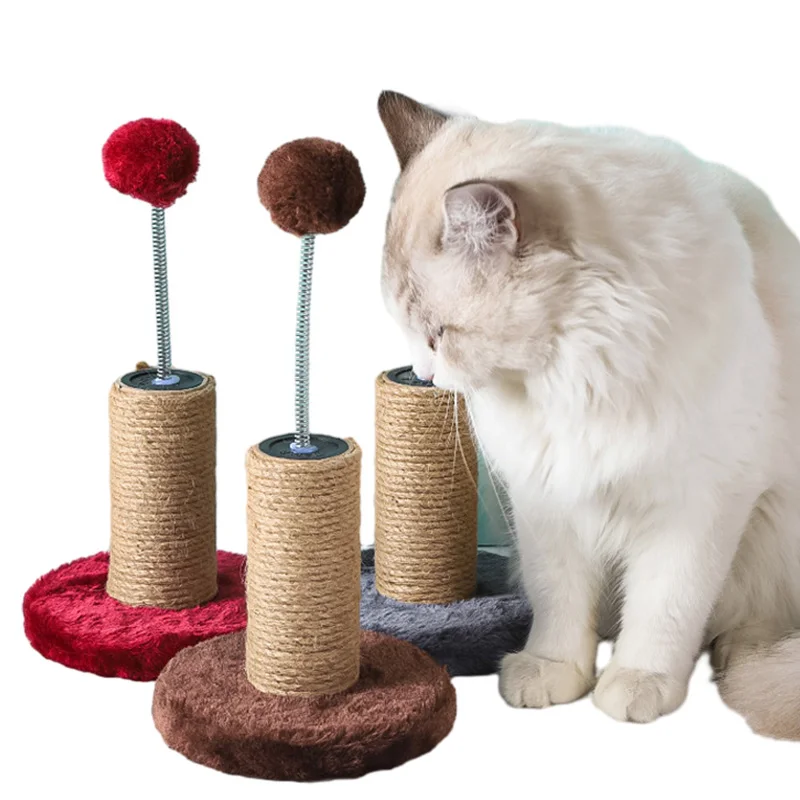 New Cat Supplies Funny Cat Scratching Post with Springs Teasing Toy Ball Sisal Rope Cats Kitten Scratch Boards Post