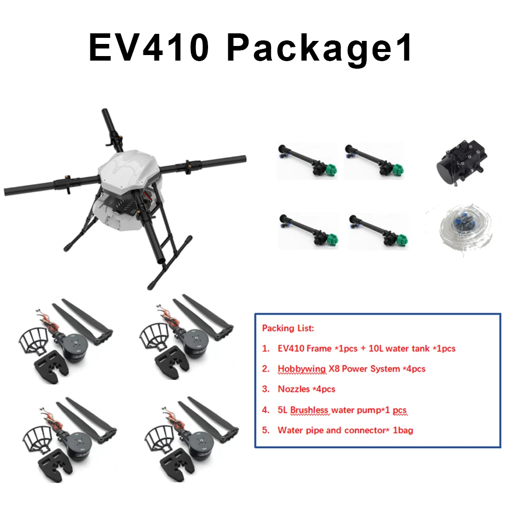 EV410 EV416 4 axis 10L 16L folding copter Agricultural Agriculture spraying Drone UAV Frame Body with hobbywing x8 X9 motor