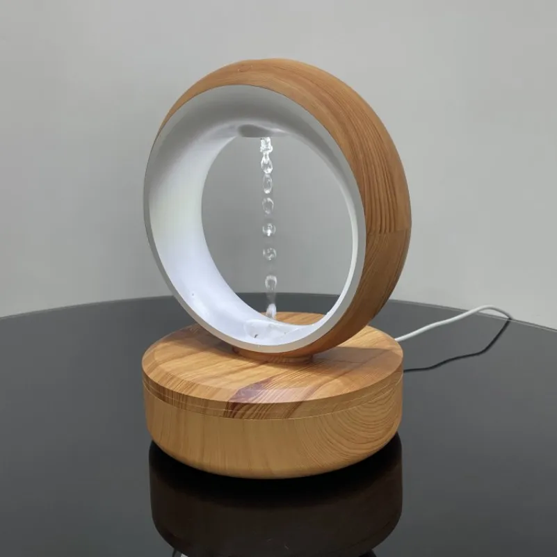 Customize brand Desktop electric smart wood anti-gravity humidifiers table lamp water drop backflow humidifiers for Home Office