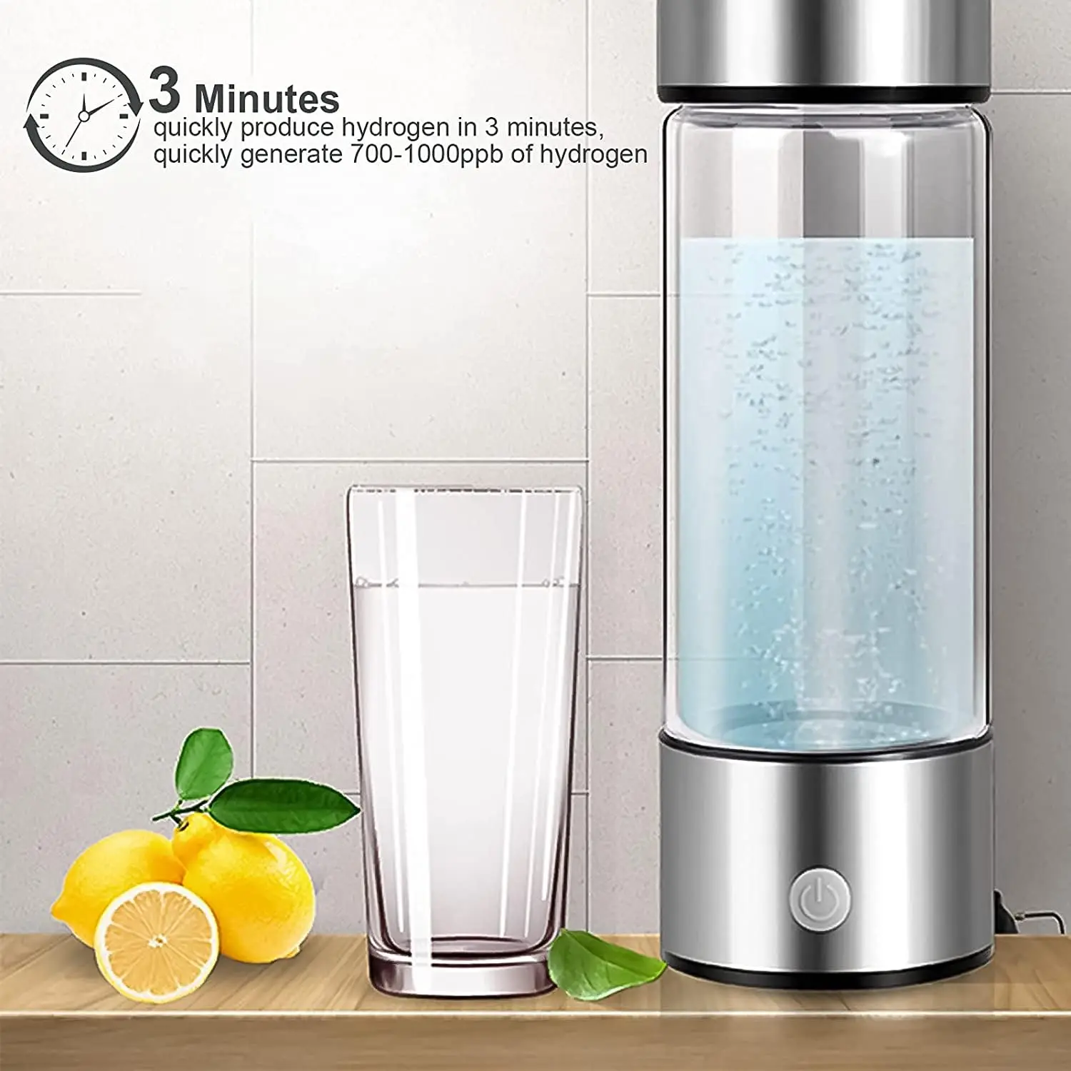 Hydrogen Water Bottle Portable Hydrogen-Rich Water Cup Generator Rechargeable Portable Glass Hydrogen Water Generator Bottle