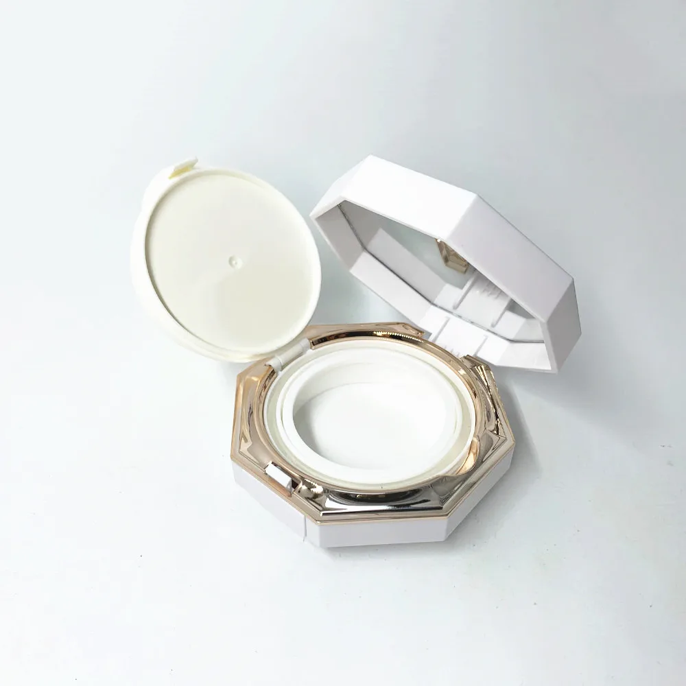 
Custom White Octagon Shape 15 g Empty Powder Compact Case with Private Labels 