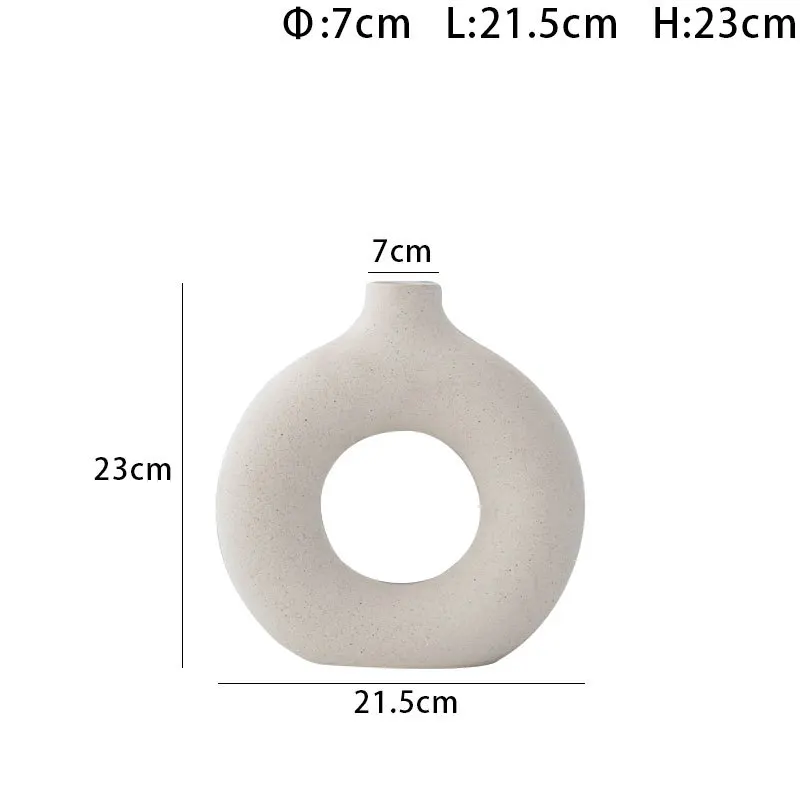 Nordic Ceramic Donut Vase Dried Flower Arrangemet Home Decoration Accessories Office Desktop Living Room Flower Vase