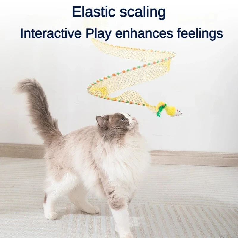Collapsible Bite Resistant Cat Spiral Tunnel Teaser Self Relief Mouse Feather Cat Folding Tunnel Toys