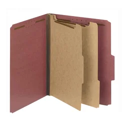 1/3 cut Tab 2 Dividers Dark Red Letter Size Pressboard Classification Folders With Fasteners