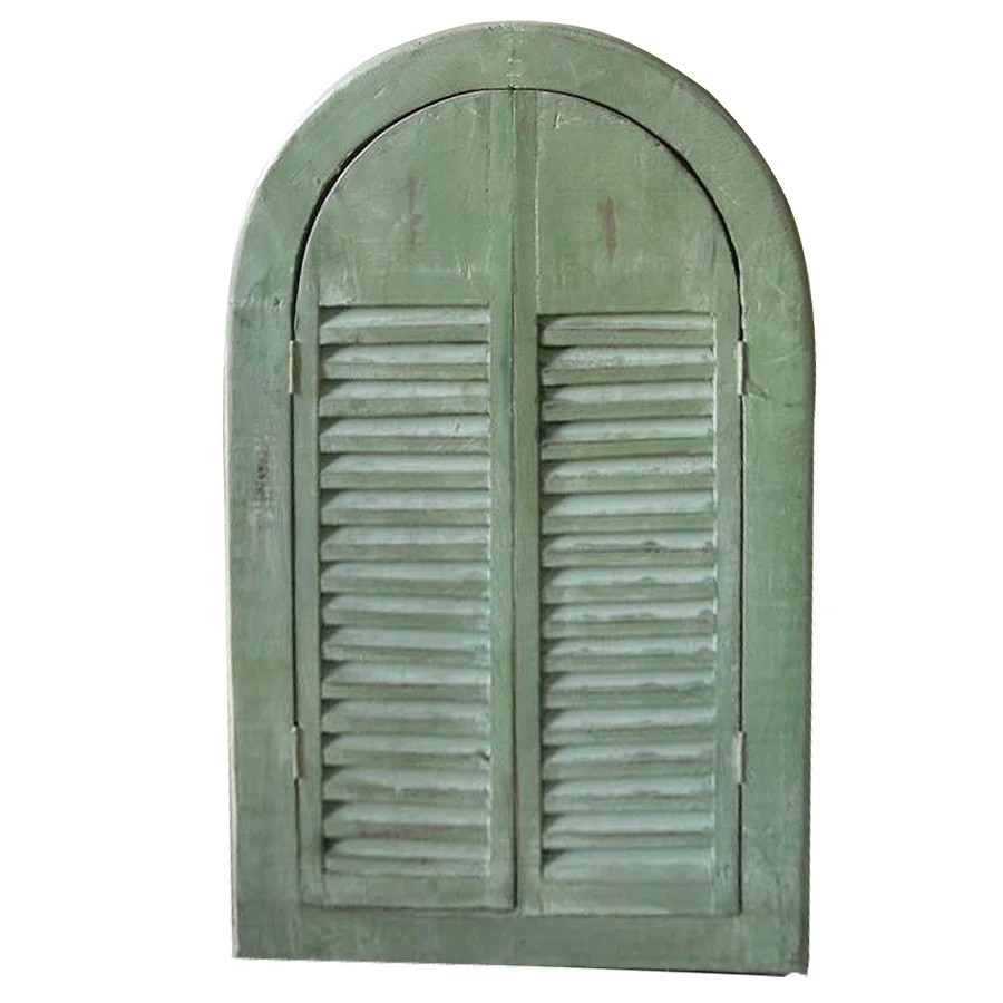 Luckywind Hot Sale Farmhouse Wall Decor Vintage Decorative Arch Shutter Window Mirror