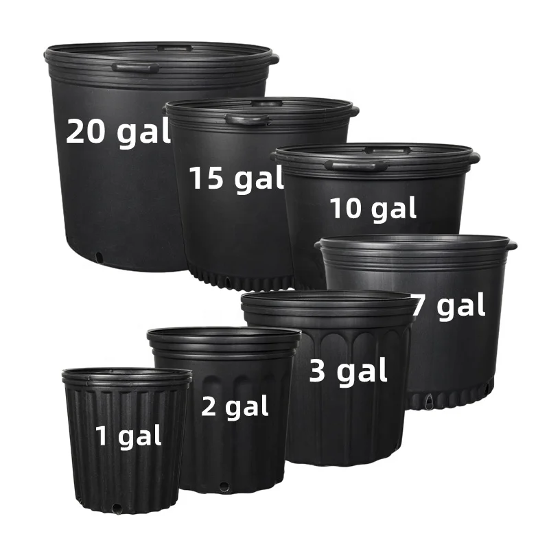 All Size1 2 3 4 5 7 Hdpe Gallon Pot Black Premium Black Hard Plastic Nursery Plant Container Garden Planter Growing Pots