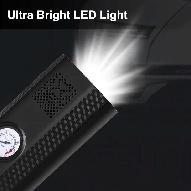 Tire Inflator Portable Air Compressor 12V Mini Electric Auto Tire Pump with Pressure Gauge LED Light for Car Tires Bicycle Ball