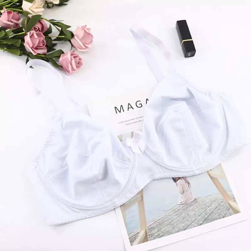 Women Comfort Bras V-neck Full Coverage No Padding Underwire Minimizer Bra C D Cup Unline Plus Size 36D 38D 40D 42D Bra
