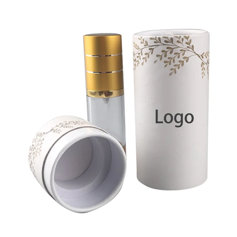 Custom Design Print Cylinder Paper Cardboard Cosmetic Packaging 10ml 15ml 20ml 30ml 50ml 100ml Recycled White Paper Tube