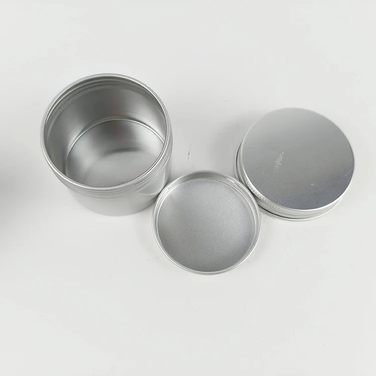 empty aluminum tin cans 60g 120g 200g Silver aluminum tin jar With Aluminum Plug