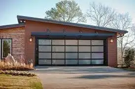 Garage door with glass aluminum frame high heat insulation black glass folding garage door