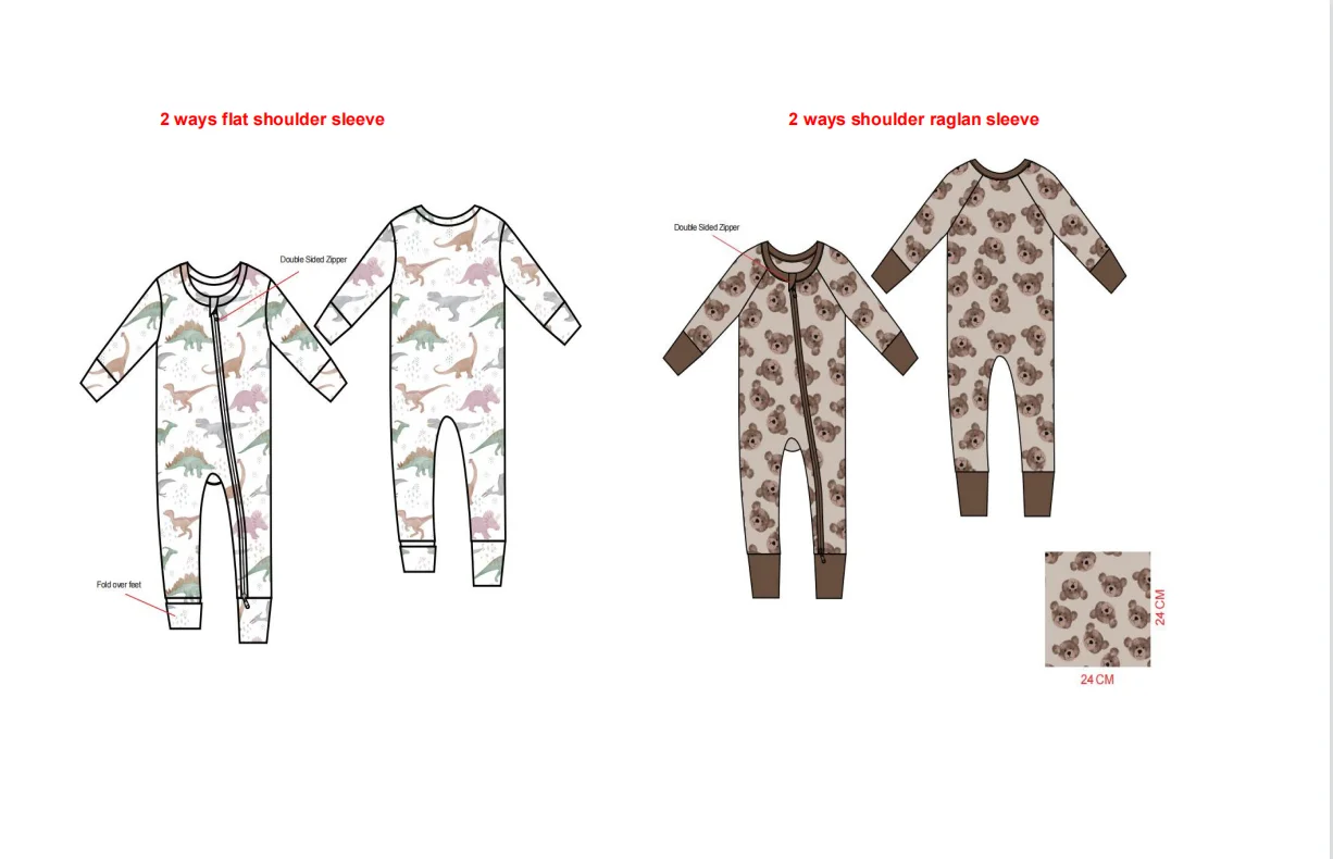 Baby and kids bamboo spandex material two piece pajamas new design baby zipper romper and dress bodysuit collections
