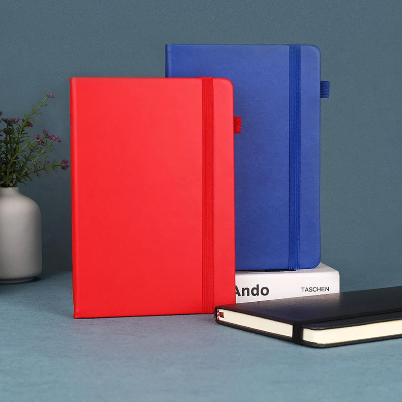 Business Office Lined Cahiers 200 Pages Personalized Printed Note Book PU Leather Custom A5 Hardcover Journal Notebook With Logo