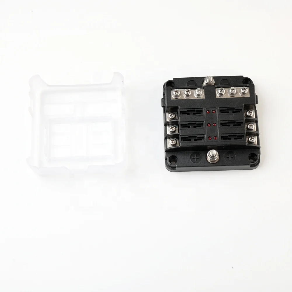 6 Circuits Red LED Indicates M4 Threaded Studs Bus Bar With Cover And Negative Bus