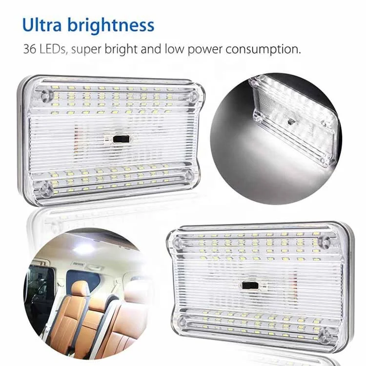 Ultra Bright 36 LED Car Vehicle Interior Dome Roof Indoor Ceiling Reading Trunk Light Lamp Bulb Auto Rectangle Night Light