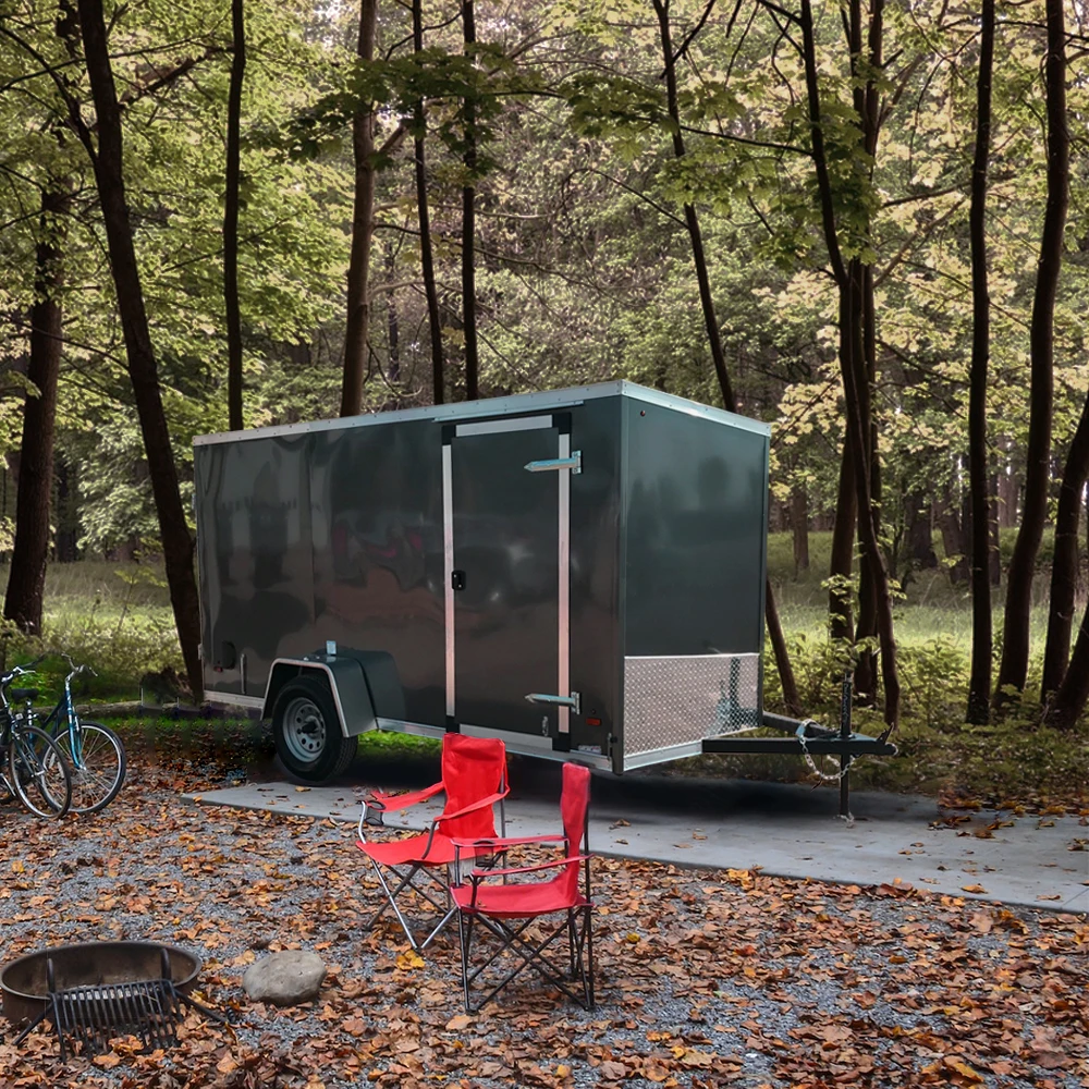 Закрытая крышка стекловолокна для грузовых прицепов Ecocampor, быстросъемные колеса