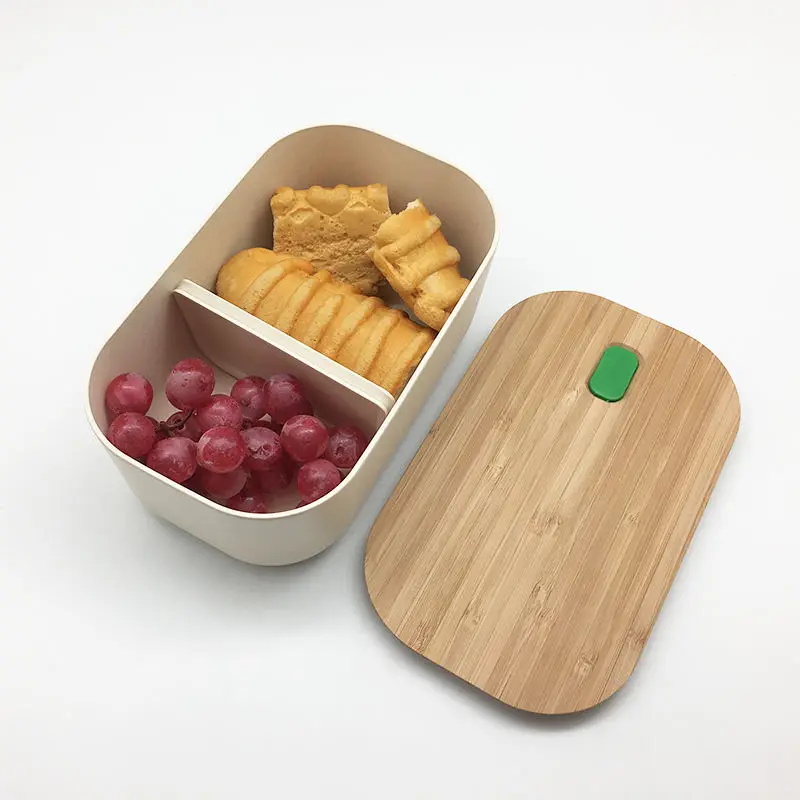PLA lunch, box food container eco friendly  bento lunch box with bamboo lid/