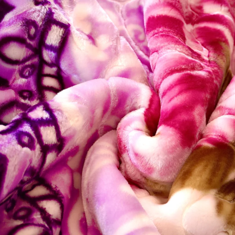 Luxury 100% Polyester Flannel Blanket Purple Mink 2ply Good Quality American Style for Winter Double Bed for Christmas