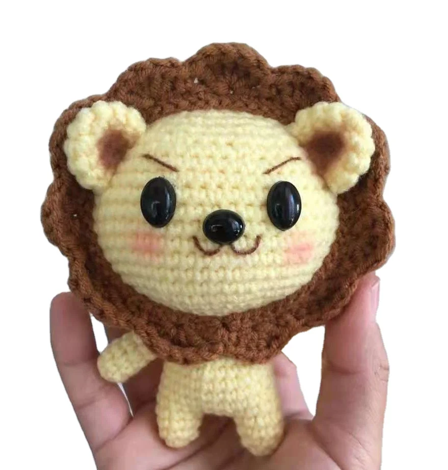 OEM Wholesales Baby Crochet Knitted Lion Amigurumi 100% Handmade Crochet Animal Soft  lion Toys