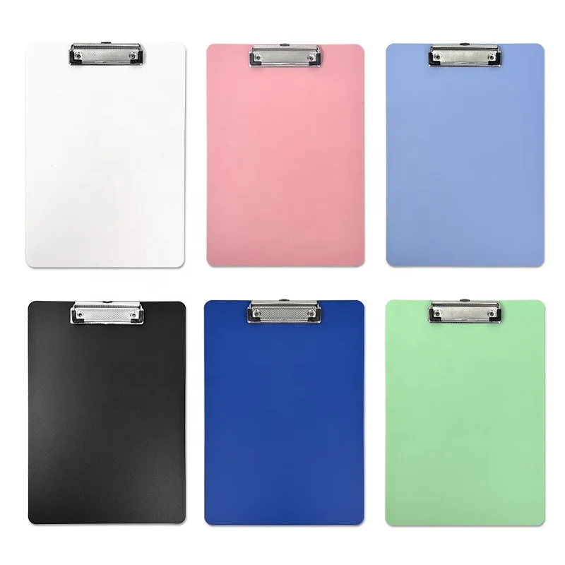Plastic Multiple Colors Clip Boards With Low Metal Clip Hangable Low Profile Clipboard Standard A4 Letter Size For Student