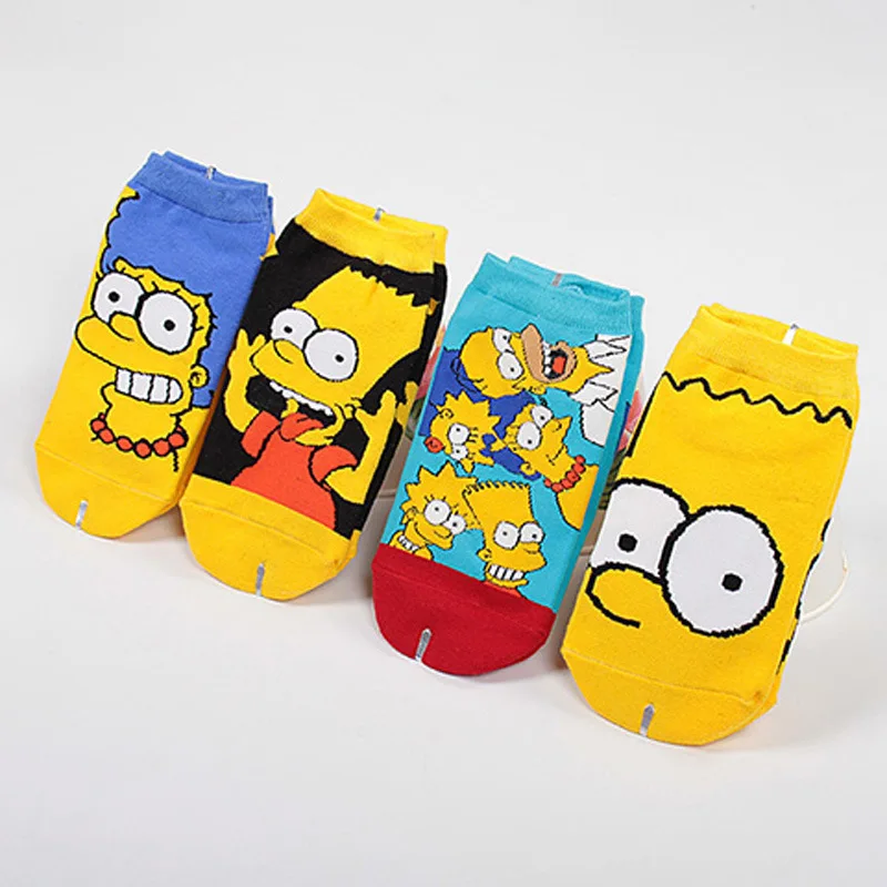 
Hot Selling Popular Unisex Socks Funny Cartoon Simpson Character Breathable Cotton Ankle Funky Couples socks 