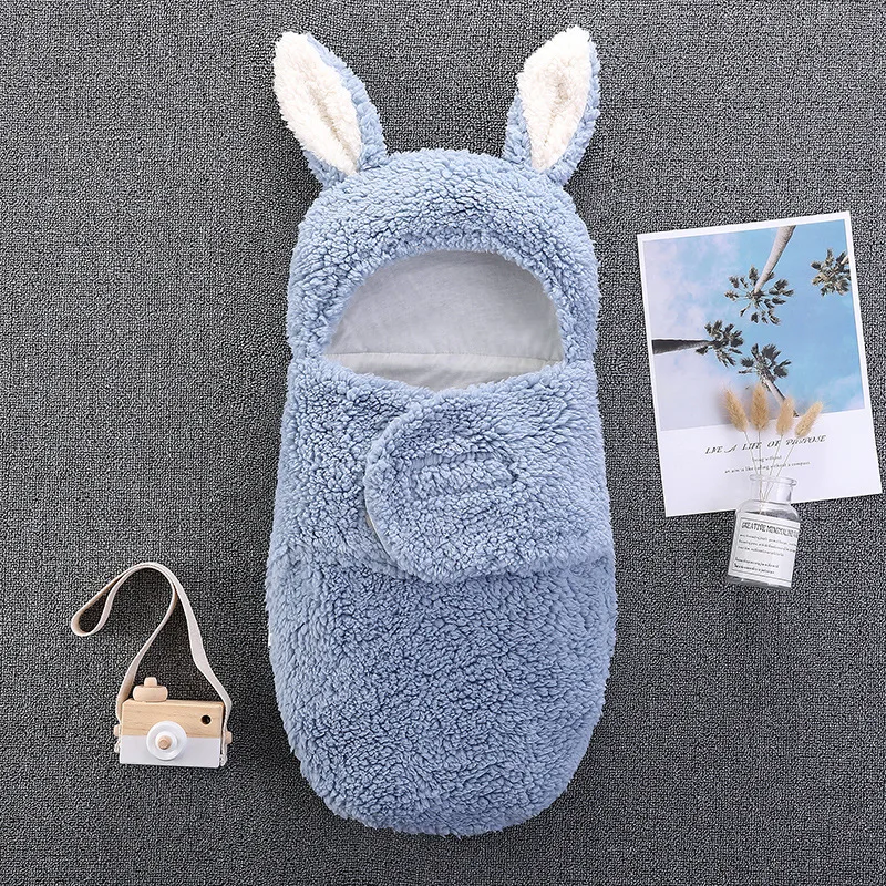Hot selling newborn baby double layer thickening warm solid color knitted swaddle blanket for autumn and winter