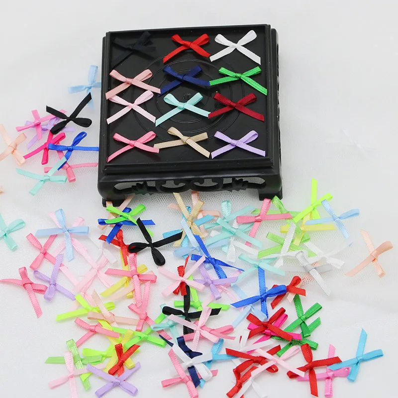 (100Pcs/pack) 30mm Mini Ribbon Bow Handmade DIY Crafts Making Home Bouquet Decoration Girl Hair Clips Accessories Wholesale
