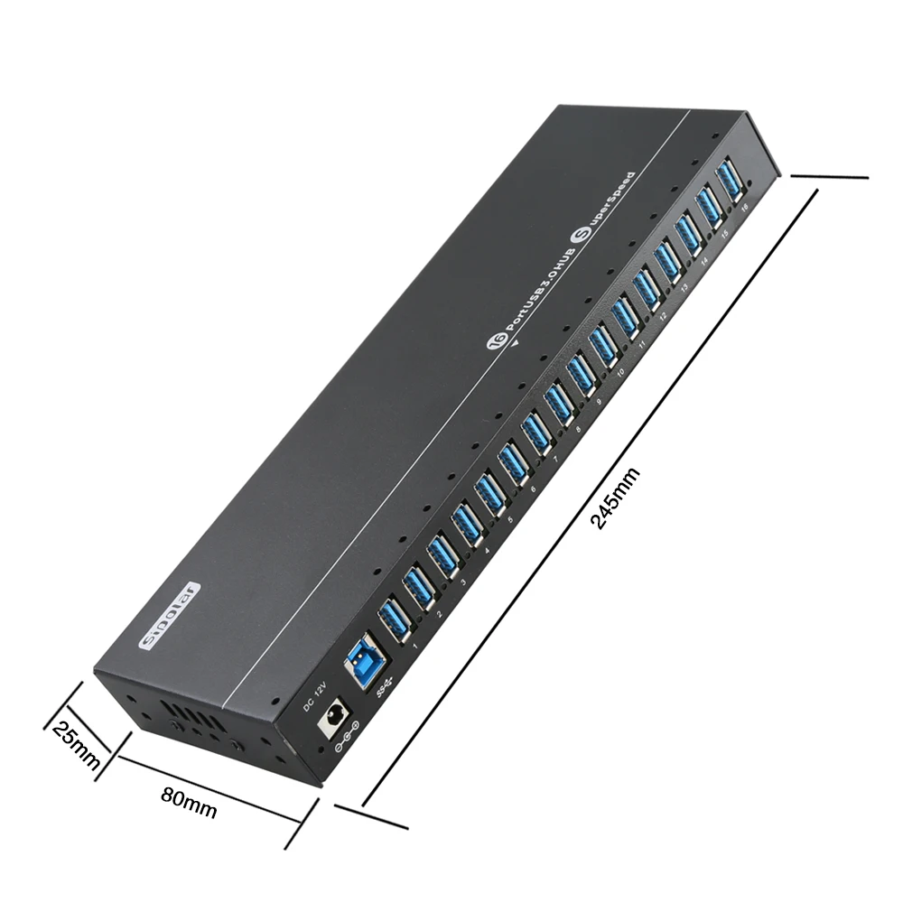 Sipolar Super speed 5Gbps 16 ports usb 3.0 hub with high speed usb port hub powered for SSD HDD 3G 4G modem