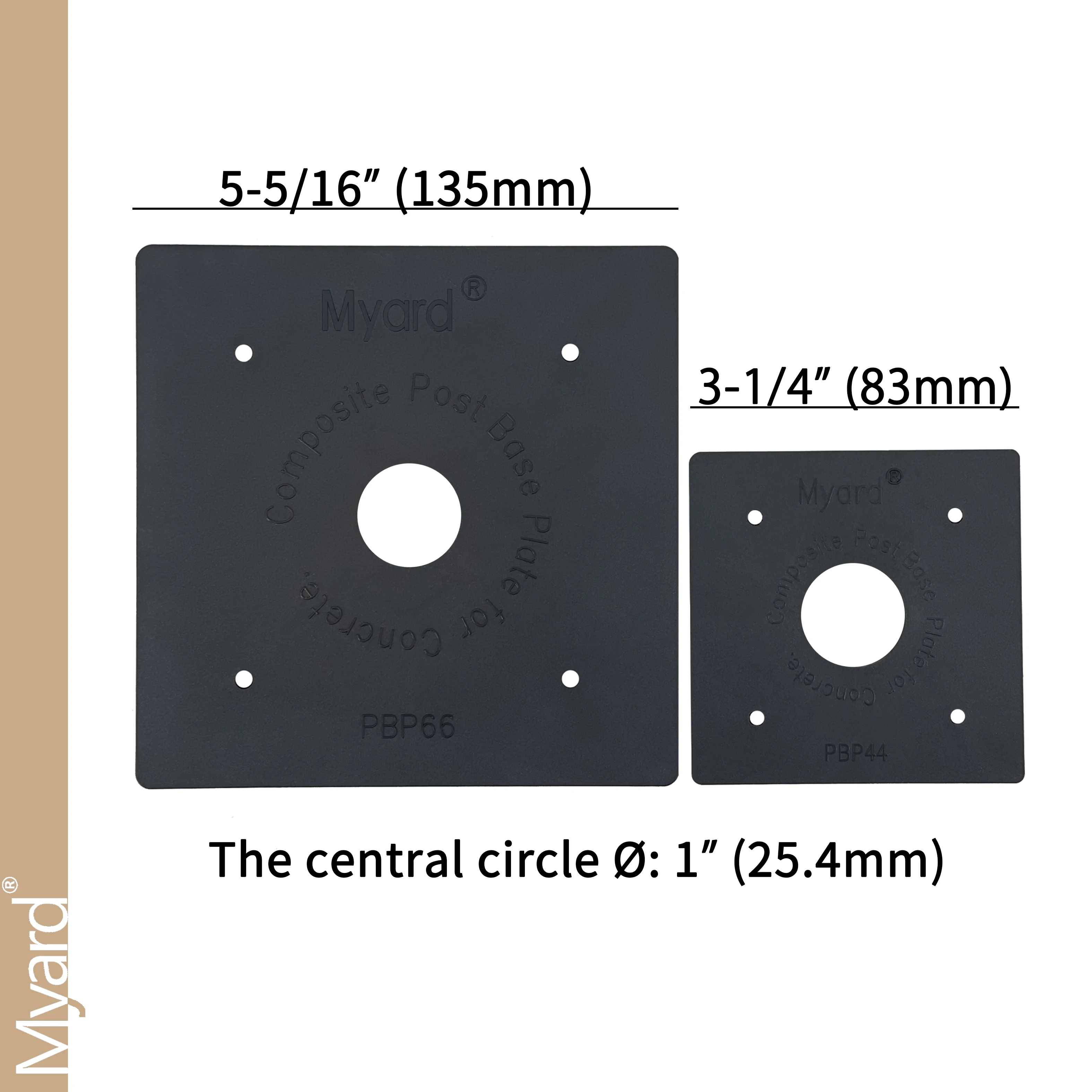 Easy Installation Nylon Glass Fiber Materials Square Handrail Post Base Plate For Courtyard