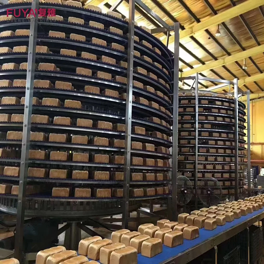 Высокая эффективная автоматическая спиральная охлаждающая башня для хлеба гамбургер