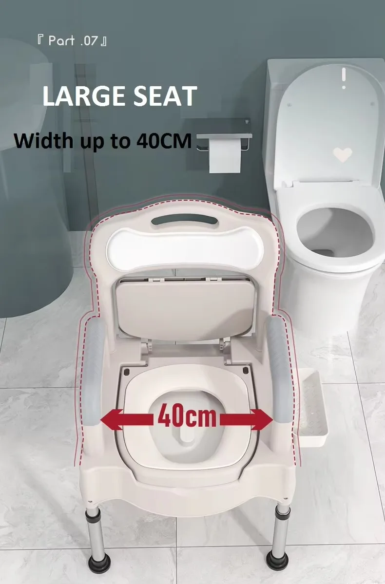 4-in-1 Simple Raised Toilet Seat Medical Bedside Commode Chair Adjustable Toilet Safety Frame Shower Chair for Seniors