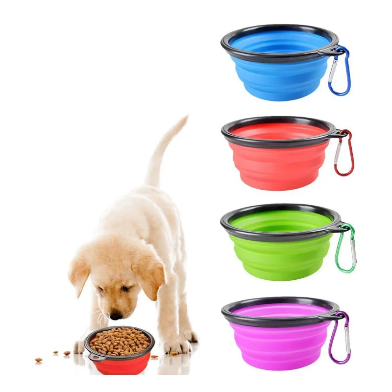 Hot Sell Amazon Collapsible Dog Bowl Foldable Expandable Cup Dish For Pet Cat Food Water Feeding Portable Travel Bowl