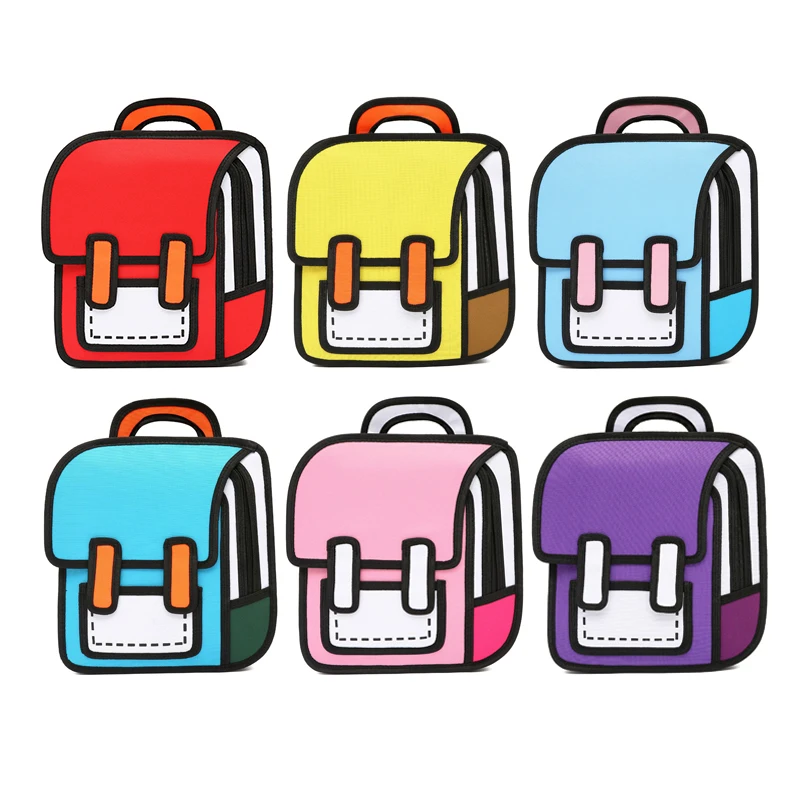 Back To School Woven Canvas Shoulder Book Bags Japanese 2D Drawing Anime Bags Children Backpack School Bags