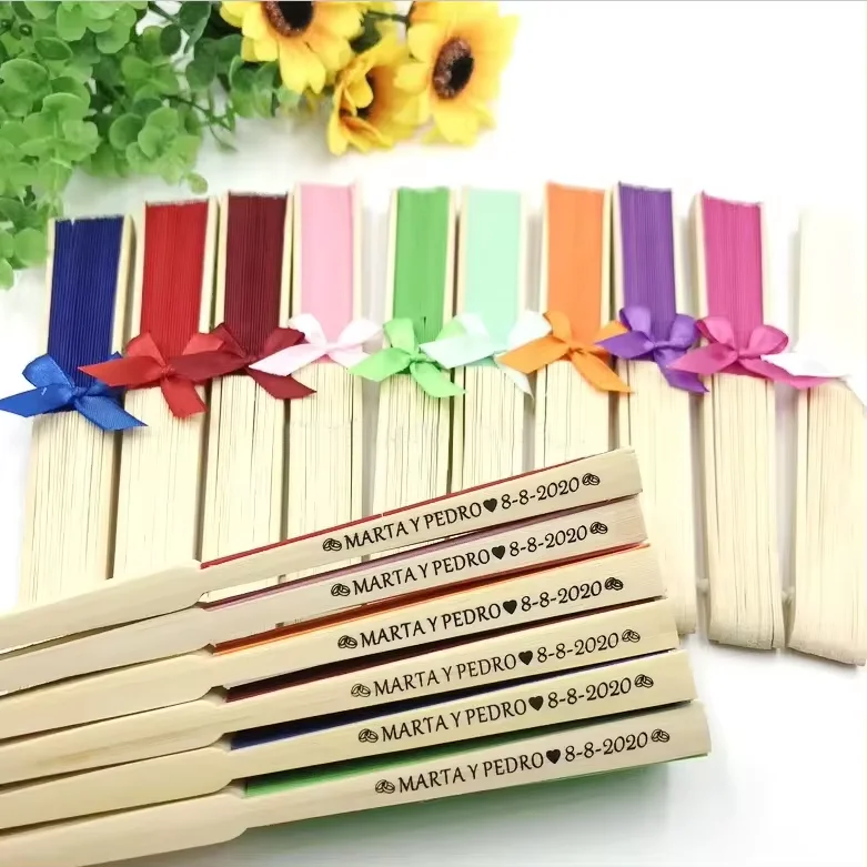 Japanese Chinese Vintage Bamboo Crafts Summer Folding Hand Fans for Wedding Dancing Party HandheldFans