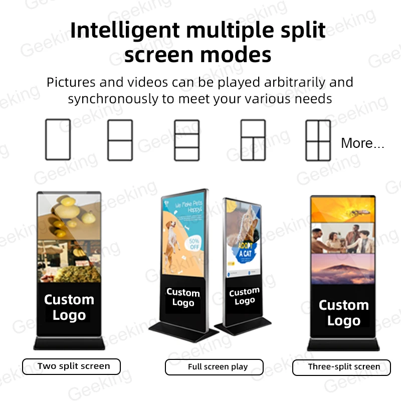 43 inch Standing ultra slim vertical indoor advertising kiosk non-touch HD video lcd screen totem digital signage and display