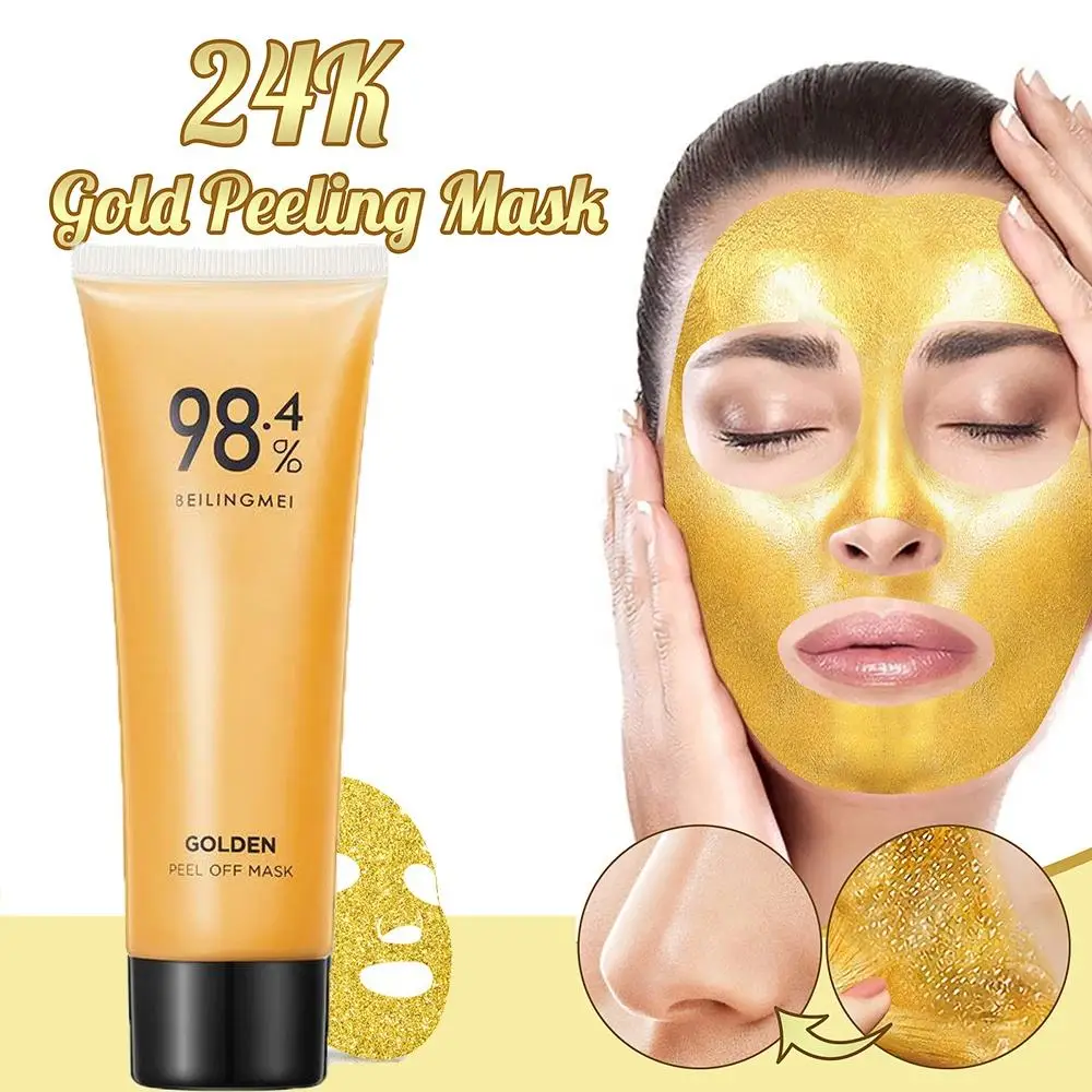 24K Gold Face Peel Off Face Mask Whitening Deep Cleaning Dark Spots T Zone Nose Blackhead Remove Skin Care Peeling Facial Mask