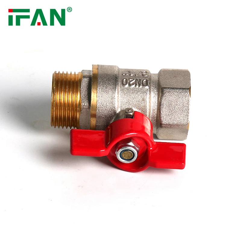 IFAN Factory 1/2 Brass Ball Valve PN25 Brass Water Valve Red Butterfly Handle 81052FM Brass Ball Valve
