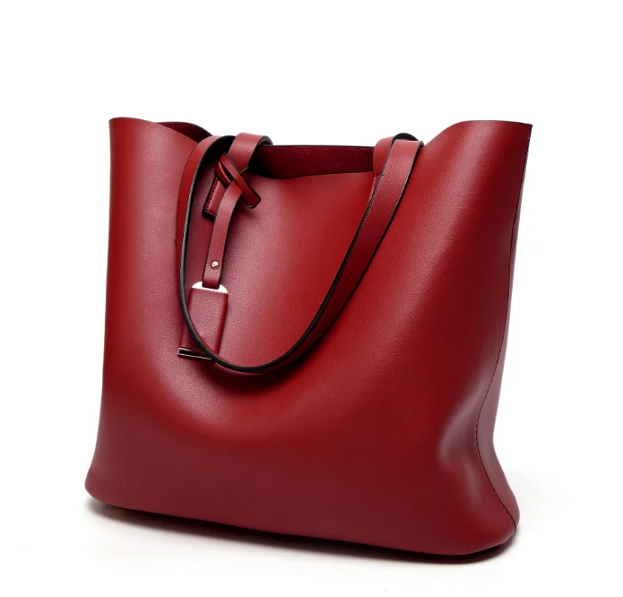 simple design leisure microfiber vegan leather daily tote set  women shoulder bag