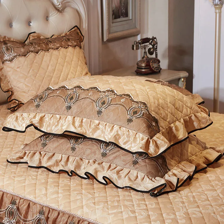 
European and american style pure color jacquard lace velvet duvet cover 