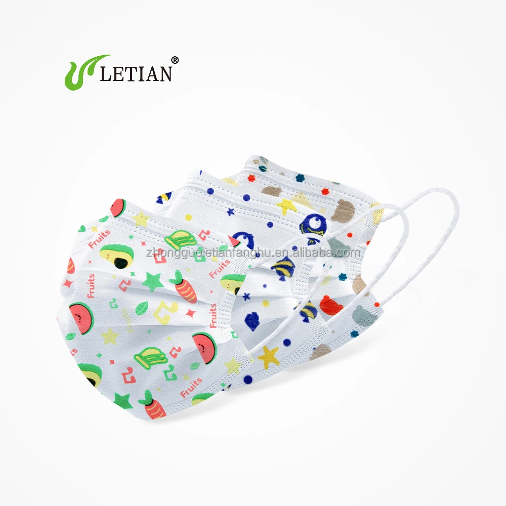 Letian 3ply одноразовая маска для лица с принтом для детей защитная маска для лица 50 шт. одноразовые детские маски для лица