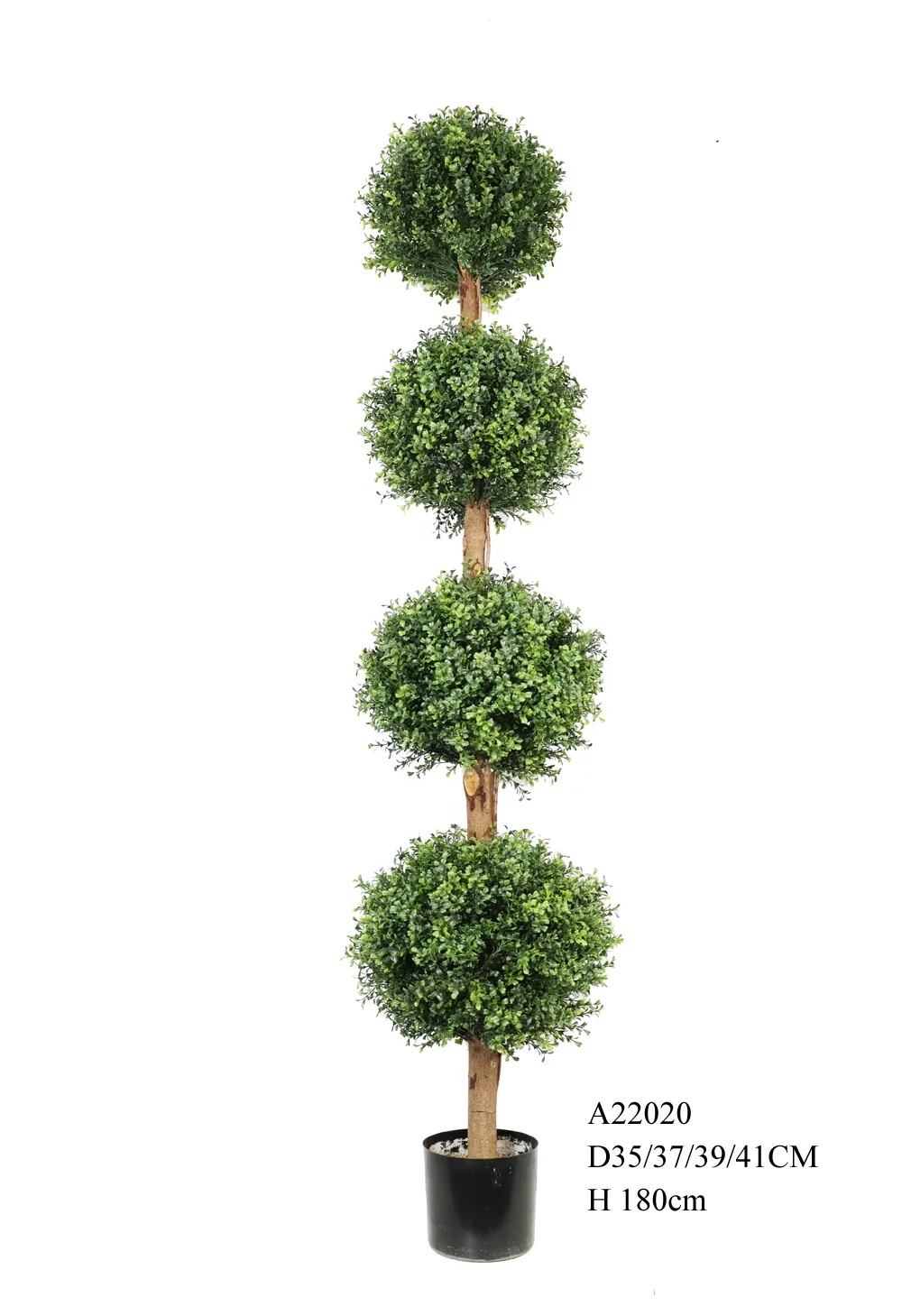 Artificial Plants and Flowers Milan Double Single Triple Ball  Boxwood Topiary Tree in Plastic Pot for Home Decoration