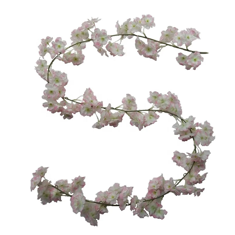 Fuyuan 180cm cherry blossom flowers garland sakura wreath fire retardant artificial hanging vine for wedding decoration