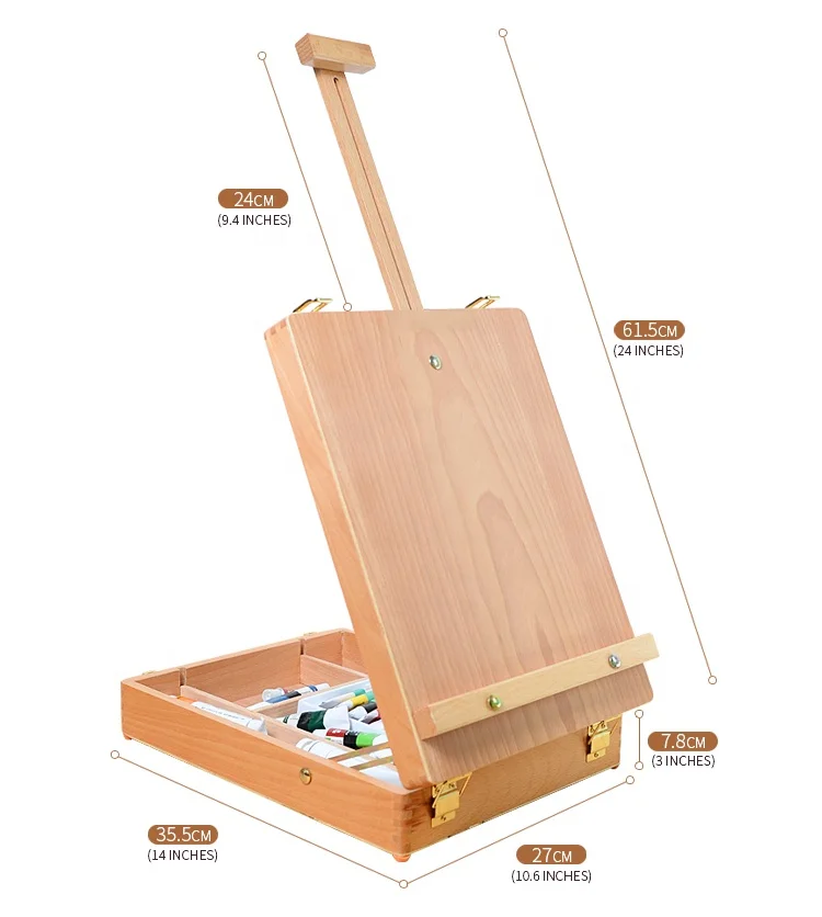 Hot Sale Artist Sketching Box Portable Desktop Storage Table Easel  Wooden